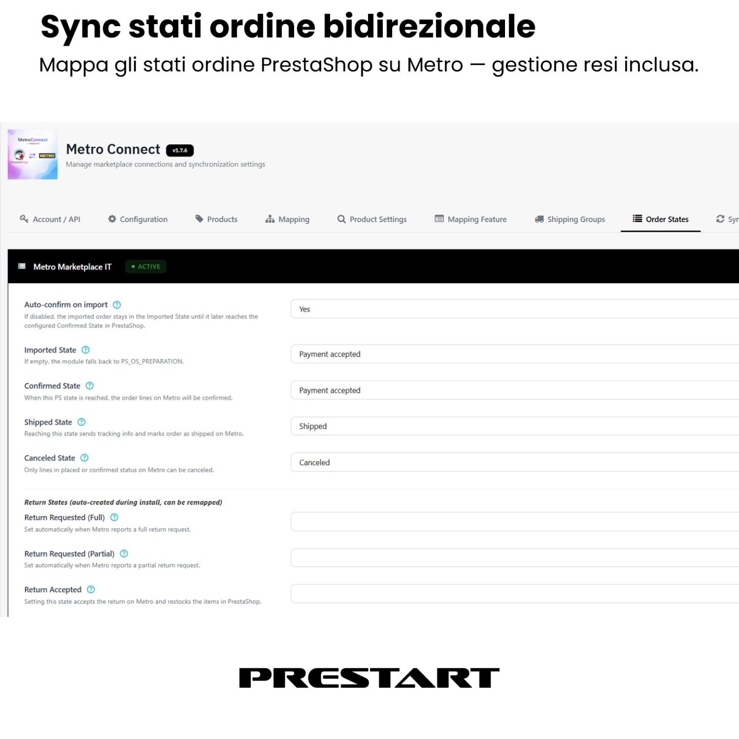 MetroConnect | Integrazione METRO Marketplace per PrestaShop